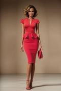 LAST ONE - KATHERINE - red fitted sheath dress