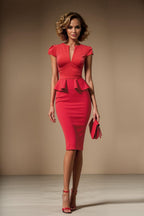 LAST ONE - KATHERINE - red fitted sheath dress
