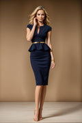KATHERINE - navy fitted sheath dress