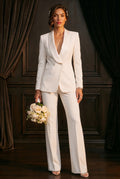 BONDA Ivory Wedding Ceremony Pantsuit with 3/4 Sleeves