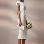 JACKIE - light ivory fitted sheath dress