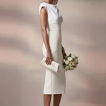 JACKIE - light ivory fitted sheath dress