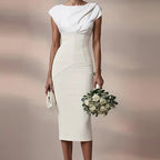 JACKIE - light ivory fitted sheath dress