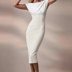 JACKIE - light ivory fitted sheath dress
