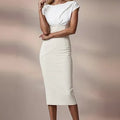 JACKIE - light ivory fitted sheath dress