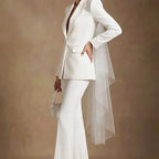 JYL - Elegant White Bridal Pantsuit