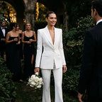 JYL - Elegant White Bridal Pantsuit