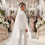 JYL - Elegant White Bridal Pantsuit