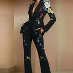 NEV - Elegant black floral Designer Pantsuit