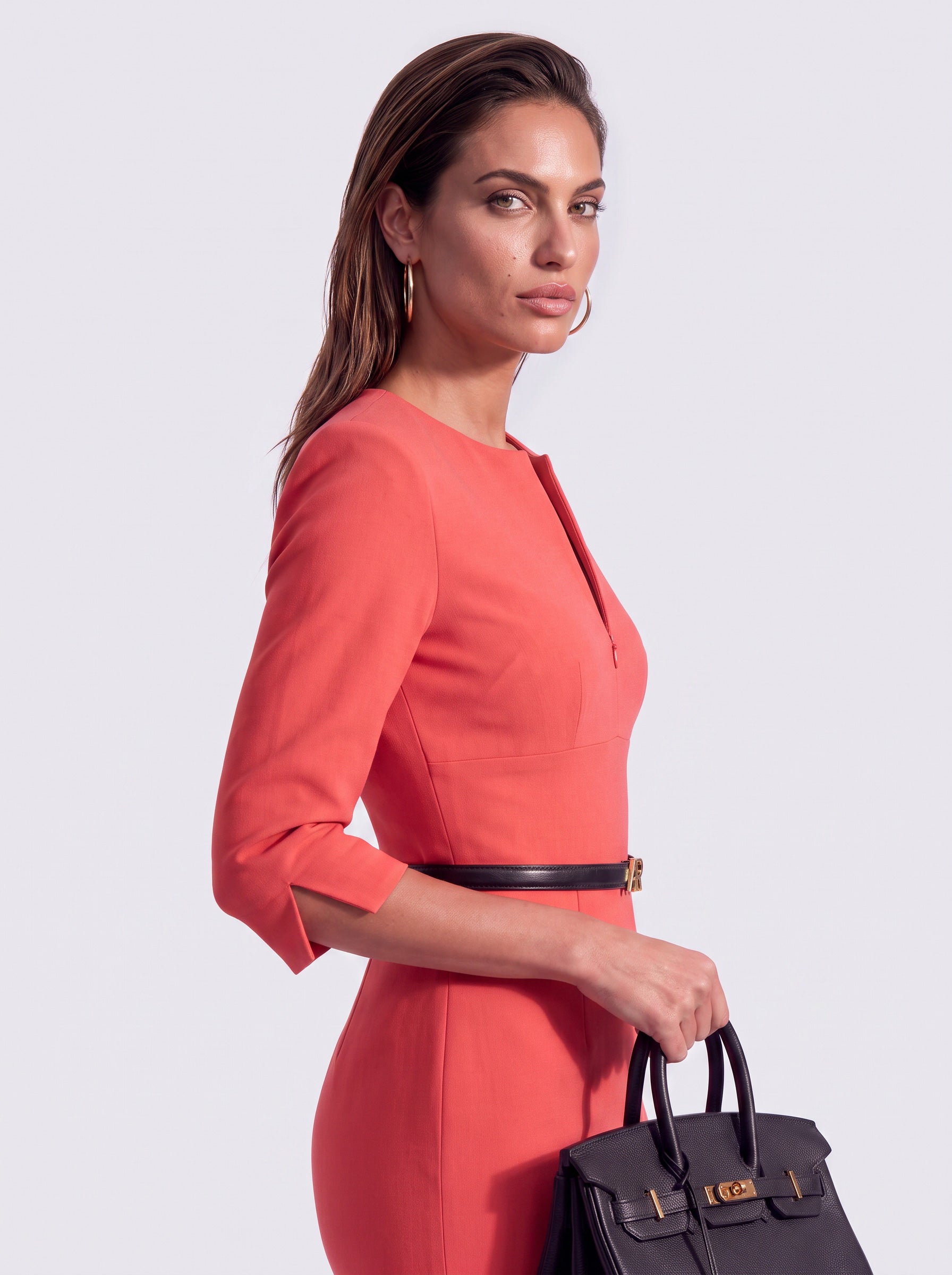 THE AUDRAY – Coral Sheath Dress