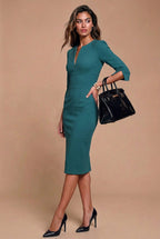 THE AUDRAY Teal Sheath Business Dress with 3/4 Sleeves by AUDRAY - image 5