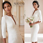 THE AUDRAY Ivory Sheath Wedding Ceremony Dress with 3/4 Sleeves by AUDRAY - image 6