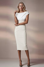 JACKIE Ivory Sheath Wedding Ceremony Dress with 3/4 Sleeves by AUDRAY - image 8