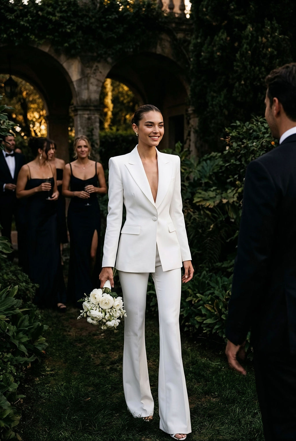 JYL Ivory Wedding Ceremony Pantsuit with 3/4 Sleeves by AUDRAY - image 8