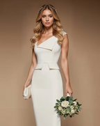 JESSICA - light ivory fitted sheath dress
