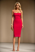 MONICA RED Red Sheath Evening Dress with Sleeveless Design by AUDRAY - image 1
