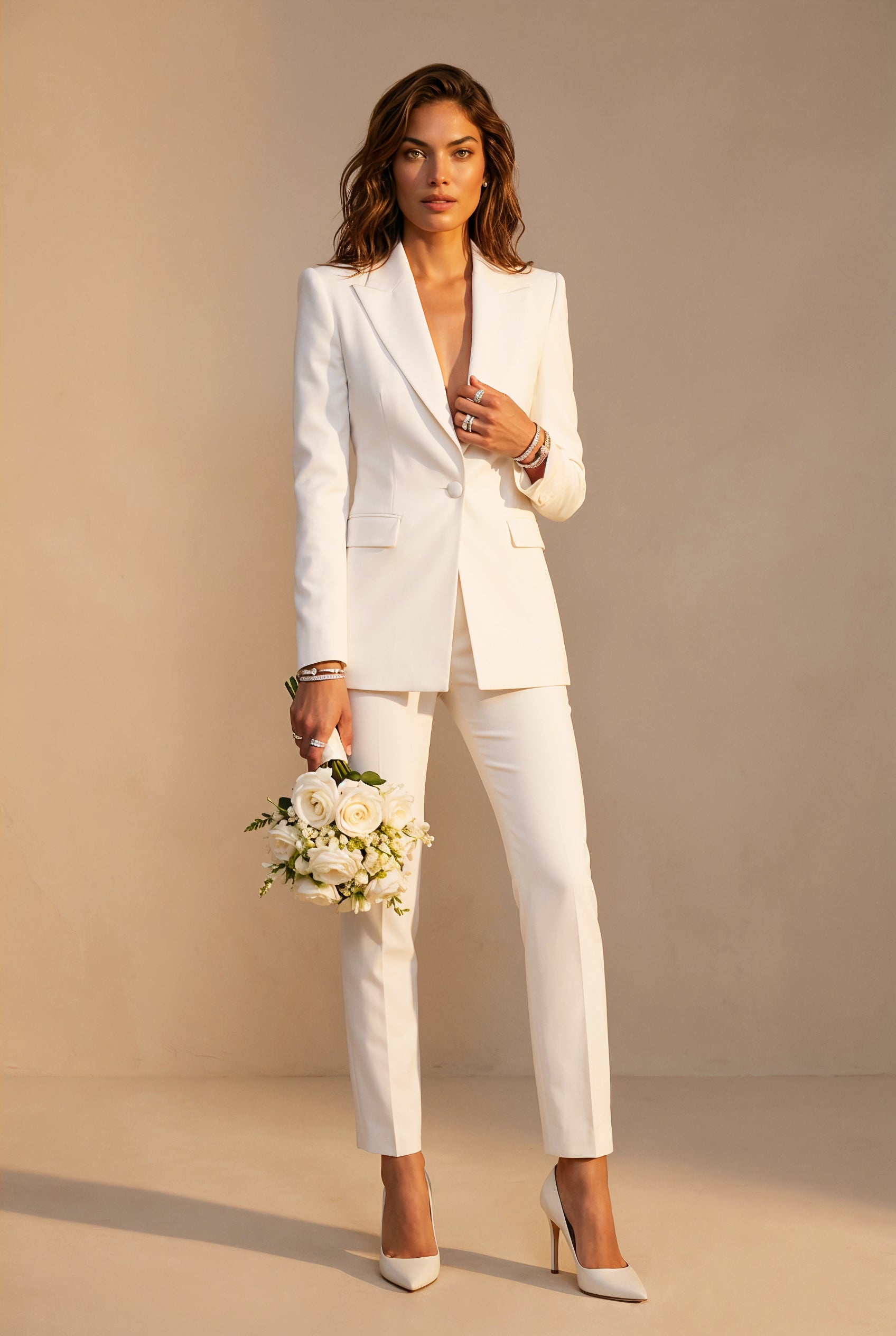 RAYA Ivory Wedding Ceremony Pantsuit with 3/4 Sleeves by AUDRAY - image 12