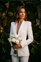 RAYA Ivory Wedding Ceremony Pantsuit with 3/4 Sleeves by AUDRAY - image 5