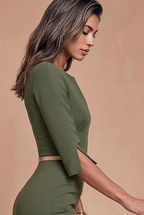 THE AUDRAY - army green fitted sheath dress