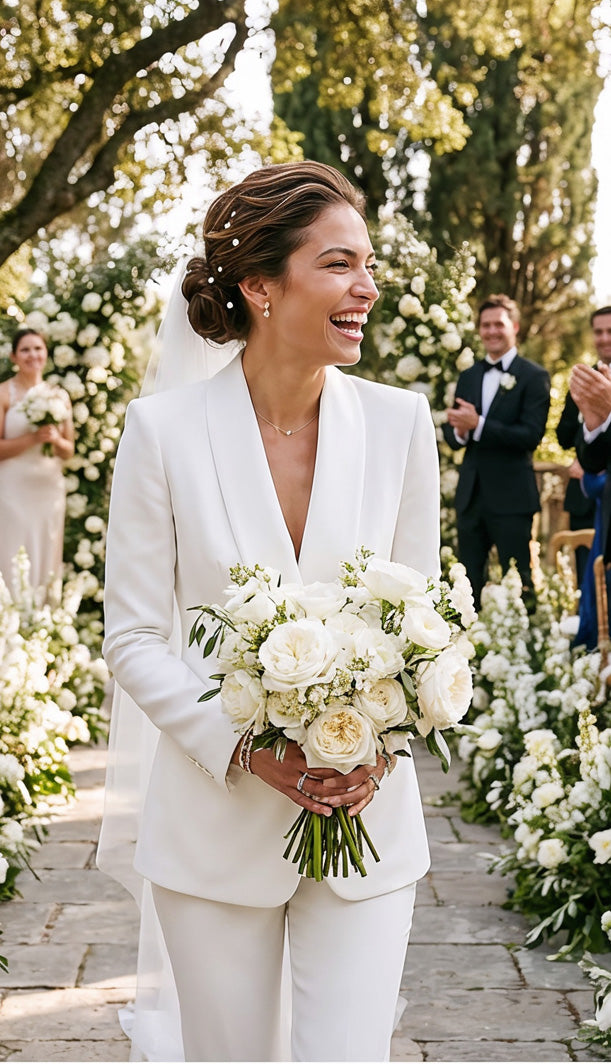 BONDA Ivory Wedding Ceremony Pantsuit with 3/4 Sleeves by AUDRAY - image 7