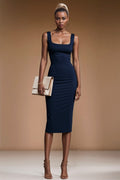 BRIGITTE Navy Sheath Business Dress with Sleeveless Design by AUDRAY - image 1