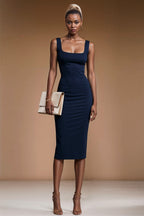 BRIGITTE Navy Sheath Business Dress with Sleeveless Design by AUDRAY - image 1