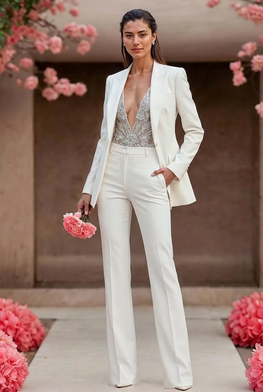 RAYA - Elegant Off White Bridal Pantsuit