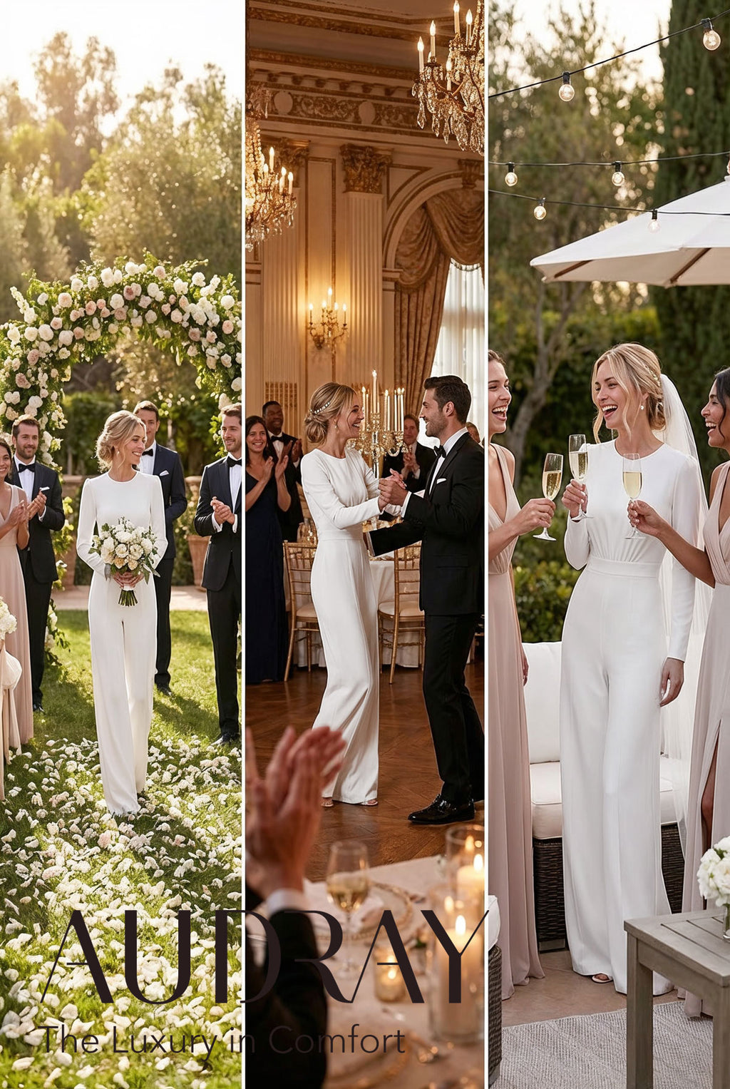 BLANCHET White Wedding Ceremony Jumpsuit with Long Sleeves by AUDRAY - image 4
