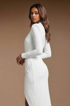 ELIZABETH White Sheath Wedding Ceremony Dress with Long Sleeves by AUDRAY - image 4