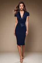 GRACE Navy Sheath Business Dress with 3/4 Sleeves by AUDRAY - image 1
