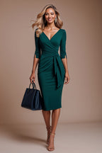 SCARLETT Forest Green Sheath Business Dress with 3/4 Sleeves by AUDRAY - image 1