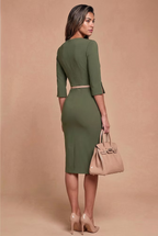 THE AUDRAY - army green fitted sheath dress
