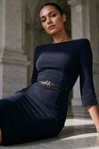 GINGER Navy Sheath Business Dress with 3/4 Sleeves by AUDRAY - image 6