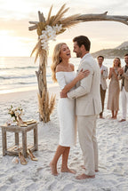 HALLE Ivory Sheath Wedding Ceremony Dress with 3/4 Sleeves by AUDRAY - image 14