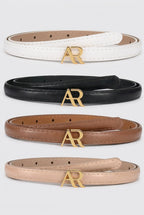 AUDRAY Belt in white, black, cognac and beige with gold AR buckle