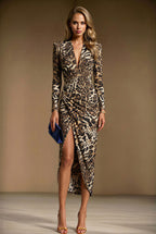 ELIZABETH Chocolate Brown Sheath Business Dress with Long Sleeves by AUDRAY - image 1