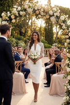 AVA - light ivory fitted wedding ceremony dress with sleeves