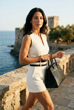 THE SLOANE White Sheath Wedding Ceremony Dress with 3/4 Sleeves by AUDRAY - image 10