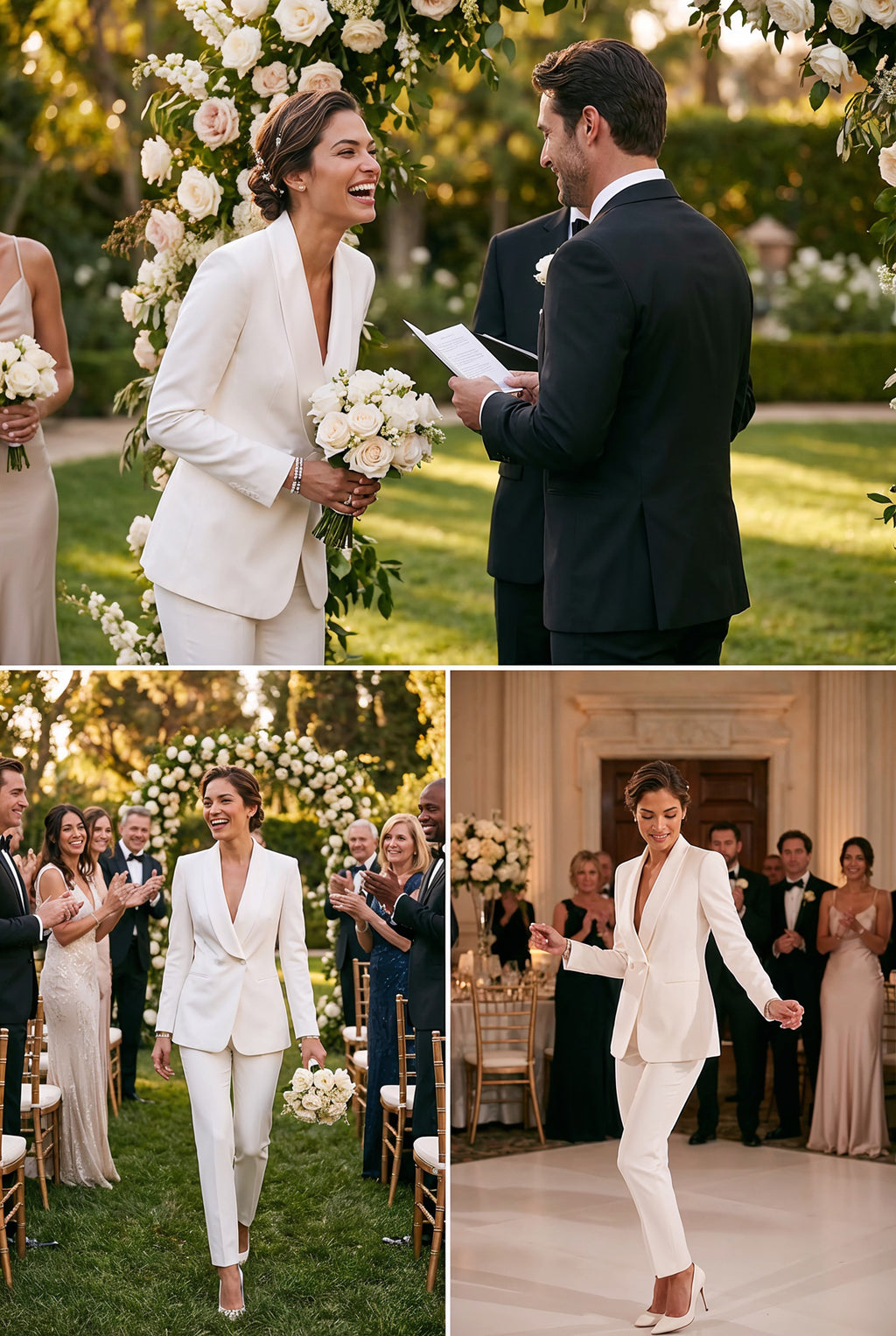 BONDA Ivory Wedding Ceremony Pantsuit with 3/4 Sleeves by AUDRAY - image 8
