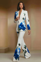 NEV - Elegant white blue floral Designer Pantsuit