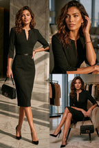 THE AUDRAY Black Sheath Business Dress with 3/4 Sleeves by AUDRAY - image 10