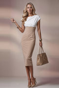 JACKIE Ivory Sheath Wedding Ceremony Dress with 3/4 Sleeves by AUDRAY - image 1