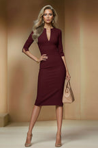 THE AUDRAY Burgundy Sheath Business Dress with 3/4 Sleeves by AUDRAY - image 5