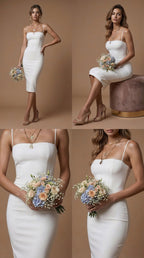 MONICA IVORY Ivory Sheath Wedding Ceremony Dress with Sleeveless Design by AUDRAY - image 3