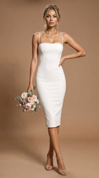 MONICA IVORY Ivory Sheath Wedding Ceremony Dress with Sleeveless Design by AUDRAY - image 1