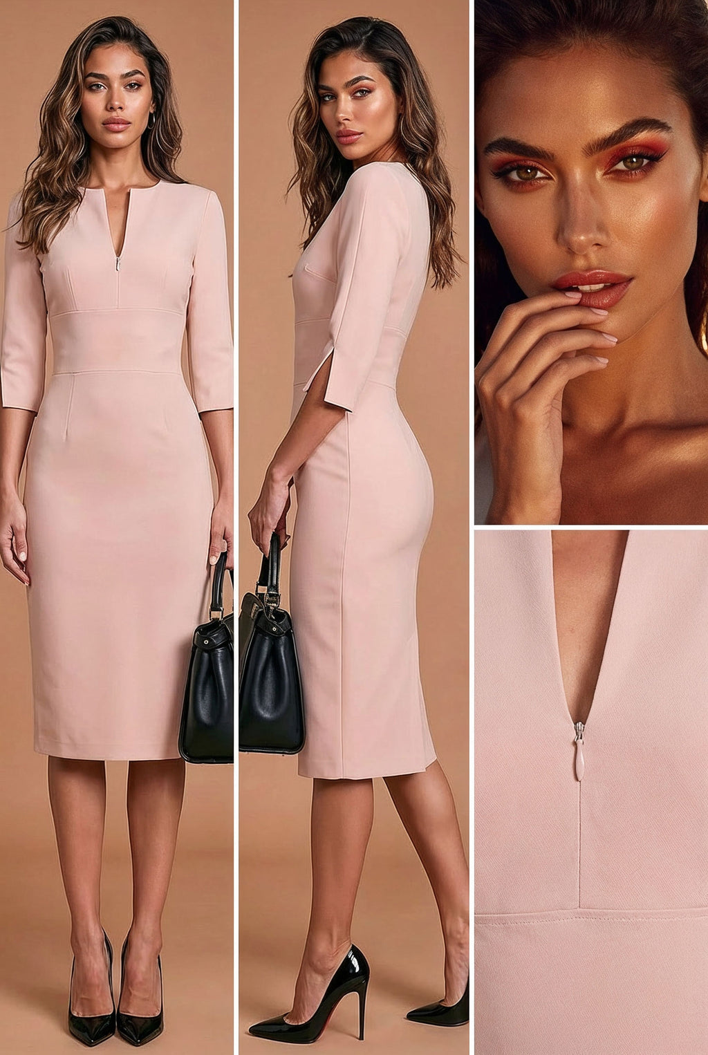 THE AUDRAY Blush Sheath Business Dress with 3/4 Sleeves by AUDRAY - image 5