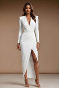 ELIZABETH White Sheath Wedding Ceremony Dress with Long Sleeves by AUDRAY - image 1