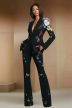 NEV - Elegant black floral Designer Pantsuit