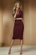 THE AUDRAY Burgundy Sheath Business Dress with 3/4 Sleeves by AUDRAY - image 1