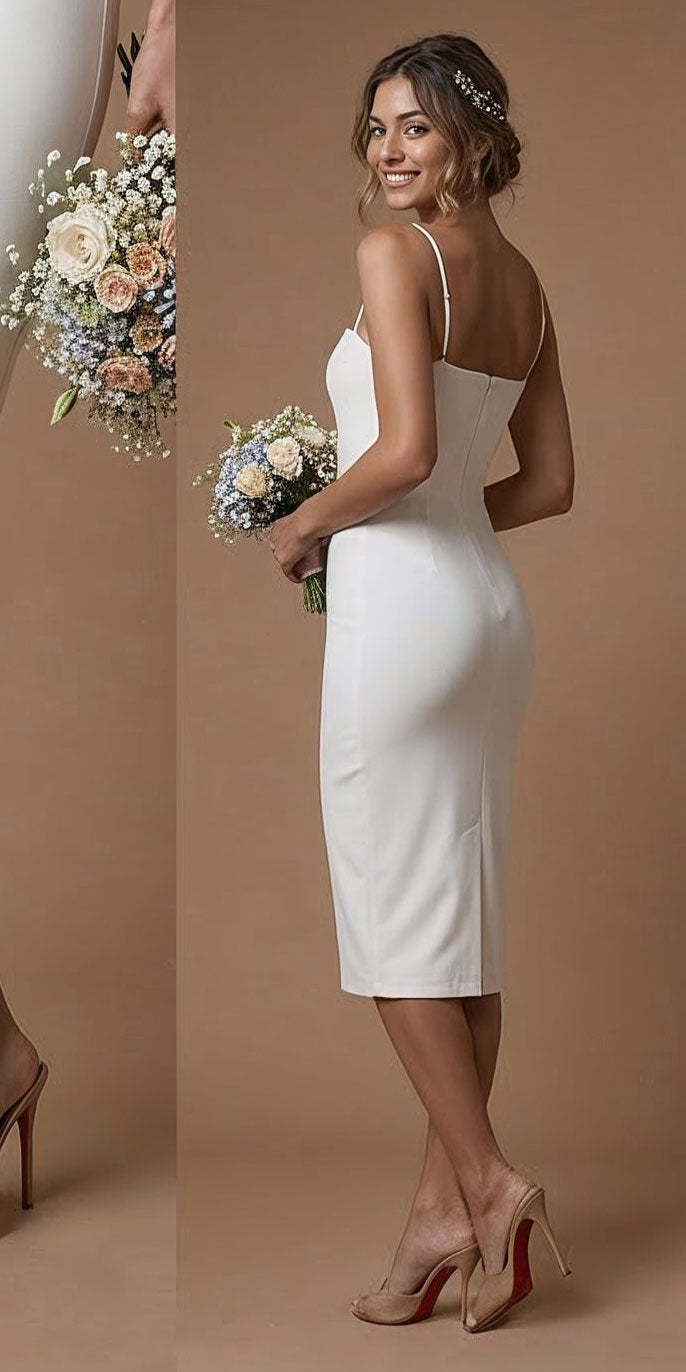 MONICA IVORY Ivory Sheath Wedding Ceremony Dress with Sleeveless Design by AUDRAY - image 4
